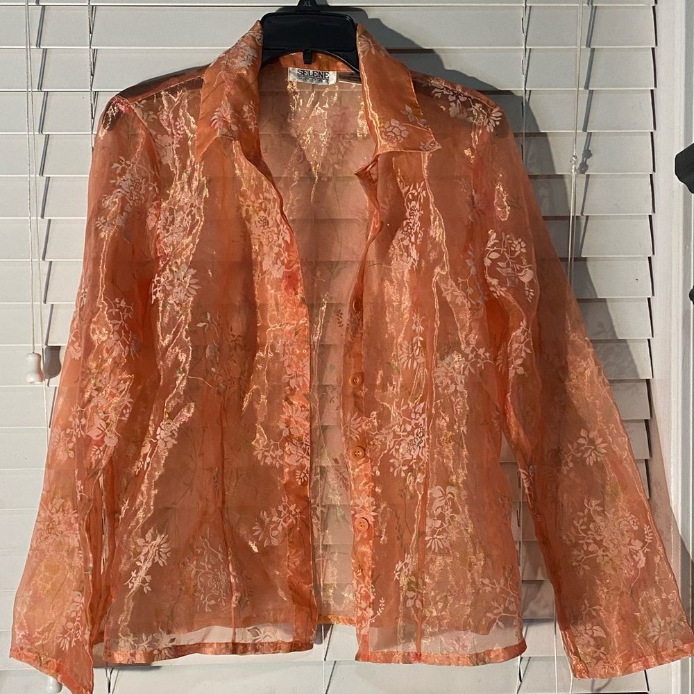Selene Floral Sheer Button Up